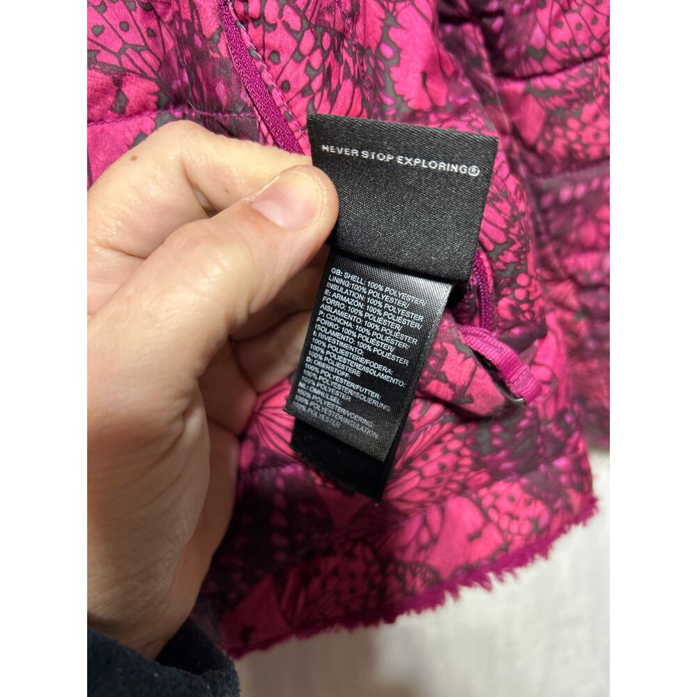The North Face Jacket Girls Large Reversible Pink Fuzzy Teddy Mossbud Swirl - Picture 8 of 12